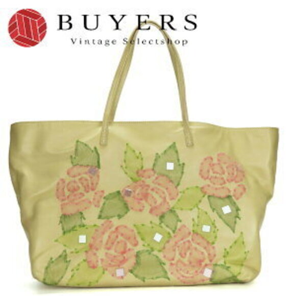 Fendi Handbags - Fendi tote bag roll leather Beige Tan pink green shoulder Floral Flower